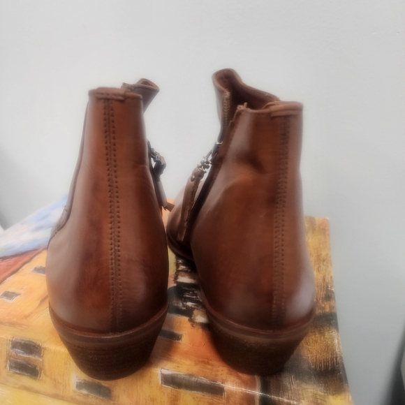 Sam Edelman Womens Brown Cushioned Pama Round Toe BlockBrown Leather Ankle Boots - Picture 5 of 8